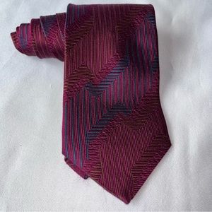 Ferrano Milan Mens Burgundy/Teal/Copper 100% Pure Italian Silk Necktie Neck Tie